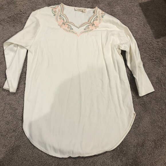 Victoria's Secret Gold Tag Vintage White Cream Embroidered Tunic Night Shirt - Picture 2 of 8